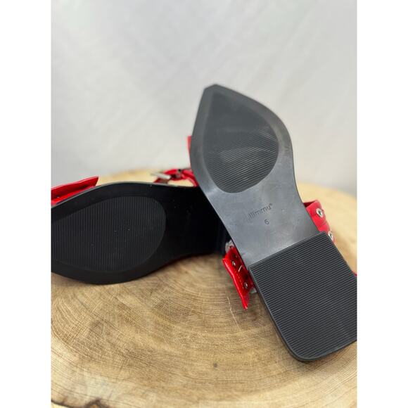 Brand New Red Patent Leather Buckle Flats with Grommets - Size 6 (NWT) - Picture 9 of 10